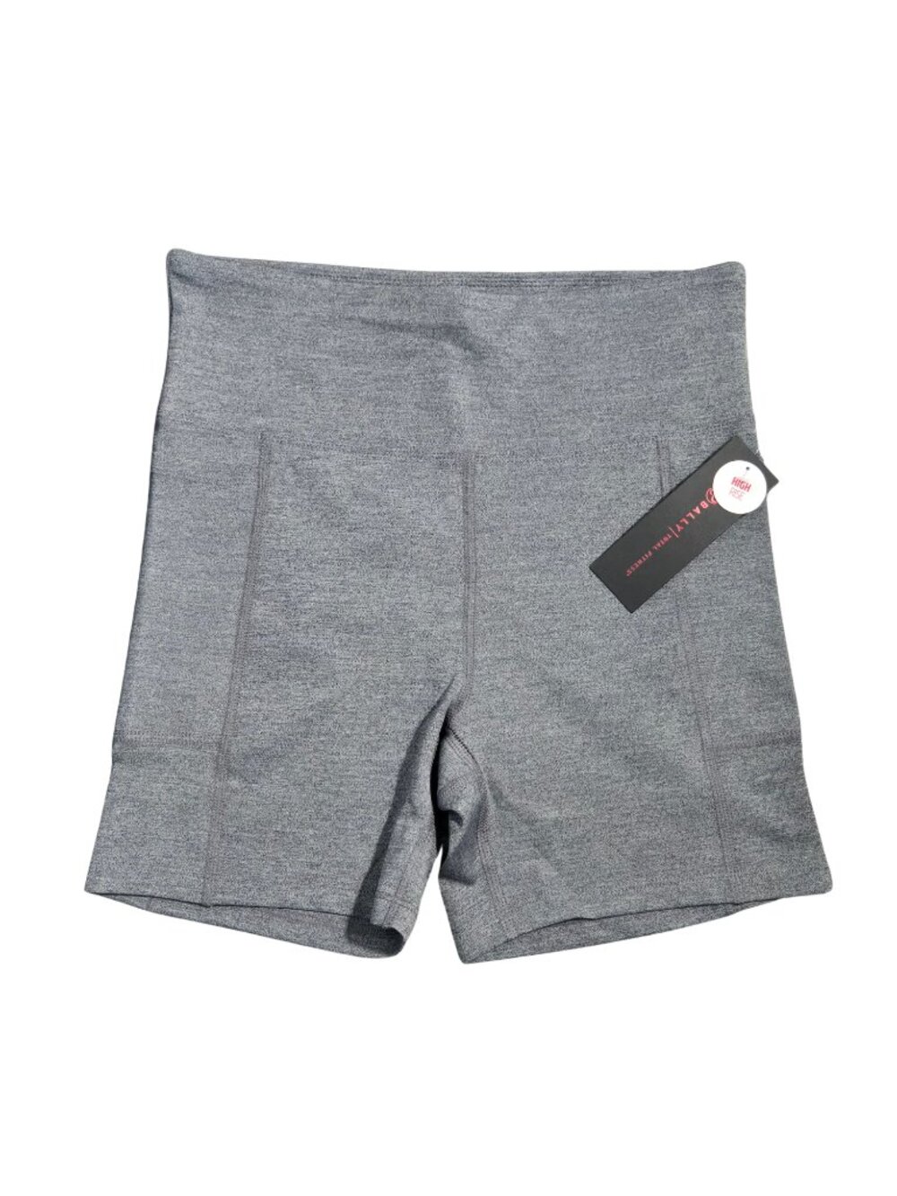 NWT | Bally Total Fitness Heather Charcoal High-Rise Biker Shorts Large